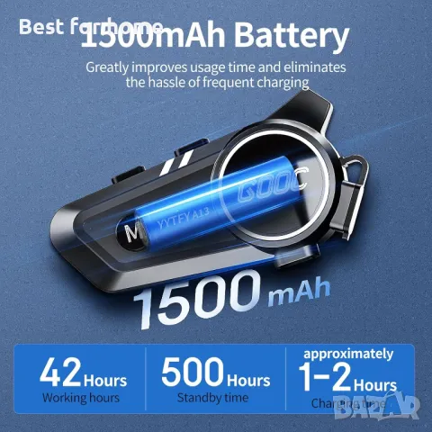 Мотоциклетни Bluetooth слушалки с интерком за каска YYTFY, снимка 5 - Аксесоари и консумативи - 50322006