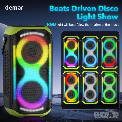 TYOTY Bluetooth високоговорител 160W, 12000 mAh, TWS, LED светлини, снимка 5 - Тонколони - 51856694