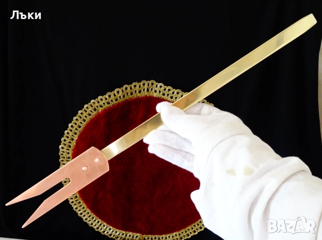 Медна вилица за месо,грил,чиста червена мед 42 см. , снимка 4 - Антикварни и старинни предмети - 51773170