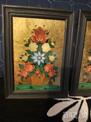 Картини  лот върху стъкло дървена рамка , снимка 4 - Картини - 52255686