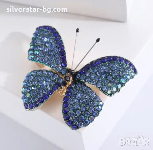 Брошка сваровски кристали пеперуда 064, снимка 1 - Други - 46378778