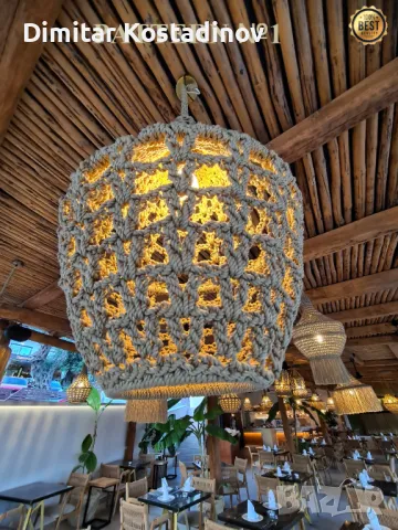 Ръчно плетени лампи в бохо стил за плажни заведения или ресторанти, снимка 3 - Настолни лампи - 48804733