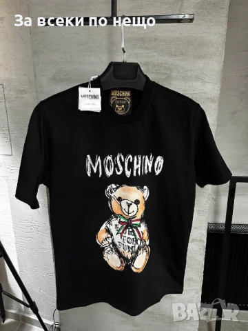 Moschino Мъжка Черна Тениска👕Мъжка Блуза С Къс Ръкав В Черен Цвят Мошино Код MensPoint31