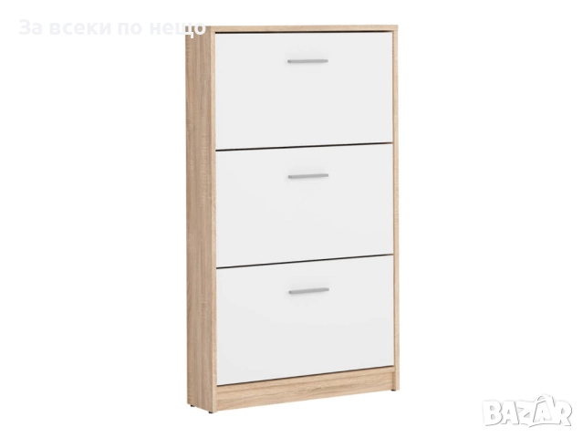 Шкаф за обувки NEPO PLUS SFB3K корпус дъб сонома/фронт бяло Код P1435, снимка 2 - Шкафове - 52185874