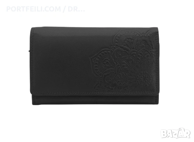  Дамско RFID портмоне Friedrich Germany,, Козя кожа, Мотив Мандала, Черно , снимка 3 - Портфейли, портмонета - 53616491