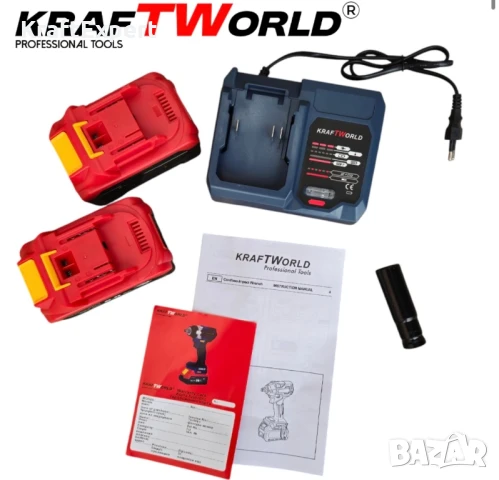 Акумулаторен Ударен Комбиниран Гайковерт-Винтоверт Kraftworld с 2 Батерии, снимка 6 - Винтоверти - 50482893