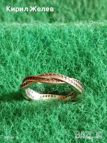 Сребърен пръстен с ювелирно фасетирани кристали майстоска изработка 42498