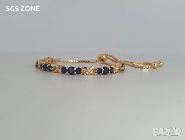 Сребърна Гривна със Сапфири, Рубини, Изумруди, снимка 3 - Гривни - 50378193