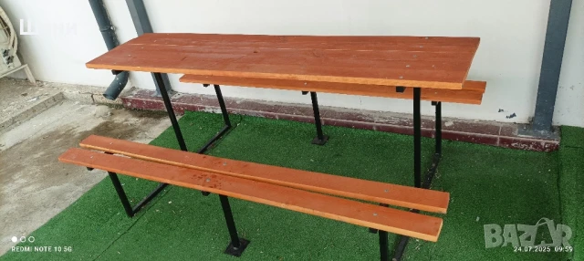 Градинска маса с пейки два броя., снимка 4 - Градински мебели, декорация  - 51125007