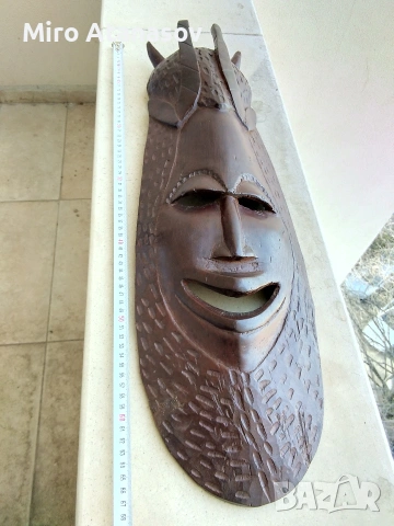 Много голяма 67 см. Африканска дървена маска, снимка 4 - Антикварни и старинни предмети - 53916230