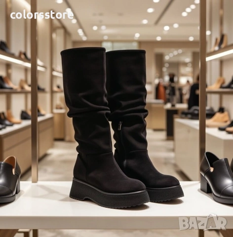 Равни ботуши - черен велур - MKR18 