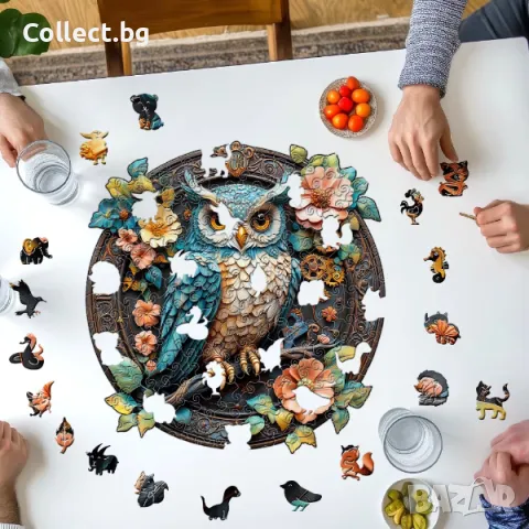 Дървен пъзел с птици - Синя Сова, снимка 3 - Пъзели - 50073777