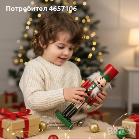 Коледна дървена фигурка Лешникотрошач – Перфектния вълшебен декор, снимка 2 - Статуетки - 52494440