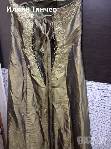 официялна бална рокля сатен маслено зелено, снимка 5 - Рокли - 47630558