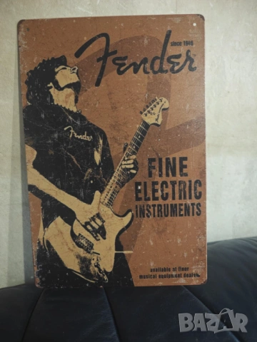 FENDER since 1946 Fine Electric Instruments-метална табела (плакет), снимка 3 - Китари - 53518146