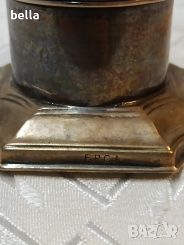 Стилен стар посребрен свещник E.P C.A,, снимка 2 - Антикварни и старинни предмети - 54239343