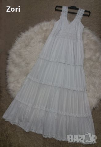 УНИКАЛНО КРАСИВА снежнобяла памучна рокля с дантела , снимка 1 - Рокли - 45112707