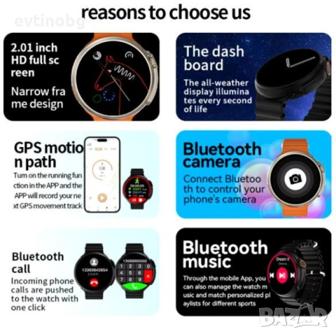 Ultra 9 Смарт Часовник 2024 - Безжично Зареждане, Bluetooth Повиквания и Спортни Функции, снимка 5 - Смарт часовници - 53856112