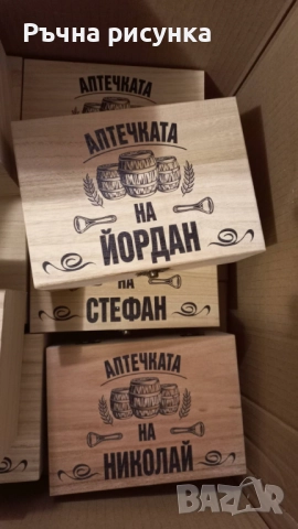 Кутия с шотове - пример "Аптечката на ...Трифон ,Димитър,Иван ,Христо,Стефан ,Йордан,Никулден и друг, снимка 15 - Декорация за дома - 48764888