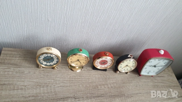 Лот от 5 броя стари будилници, снимка 6 - Антикварни и старинни предмети - 53562032
