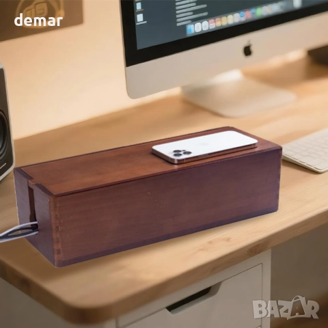 Дървена кутия за управление на кабели, комплект от 2 кутии за подреждане на кабели, снимка 6 - Други стоки за дома - 51918518