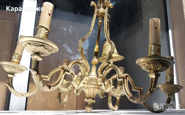 Френски Бронзов Полилей 6ца, снимка 5 - Полилеи - 50931819