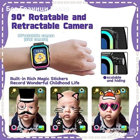 Нов Детски смарт часовник Ruopoem, 90° камера, 7 светлини, игри, музика, снимка 6 - Други - 46454157