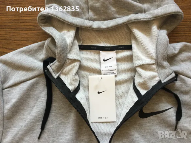 НОВ 100 % оригинален сив суичър с цип фланела NIKE Найк размер L от САЩ, снимка 7 - Суичъри - 47050933