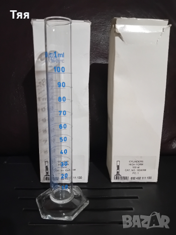 Стъклен мерителен цилиндър , снимка 2 - Лаборатория - 45039538