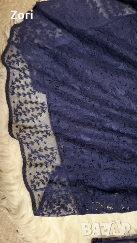 ИЗКЛЮЧИТЕЛНО КРАСИВА тъмносиня дантелена рокля, снимка 7 - Рокли - 52581579