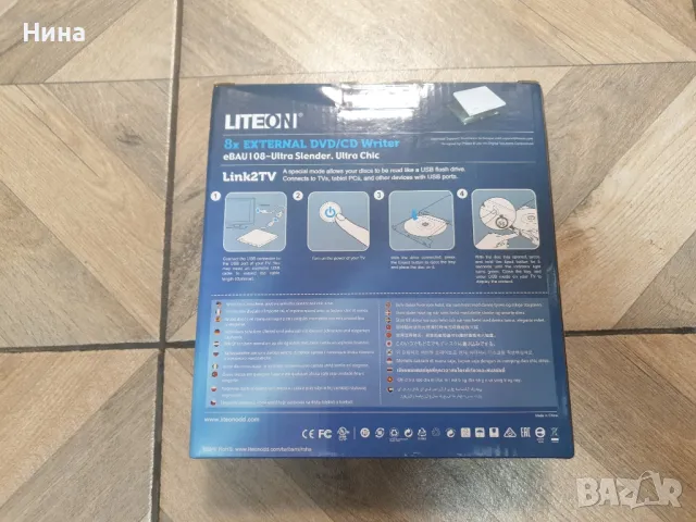външно USB CD DVD устройство LiteON, снимка 2 - Друга електроника - 49897680