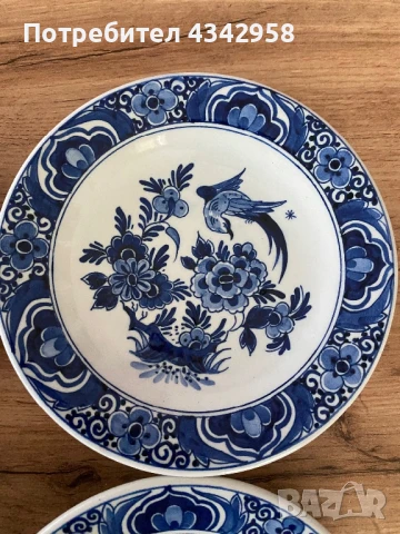 Delfts blauw.Vintage Holland.Кобалт. 1960 г.Чинийки за стена, снимка 5 - Антикварни и старинни предмети - 50694298