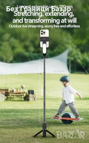 Нов гимбал Селфи стик статив с 1-осов стабилизатор за TikTok и YouTube, снимка 5 - Селфи стикове, аксесоари - 51676994