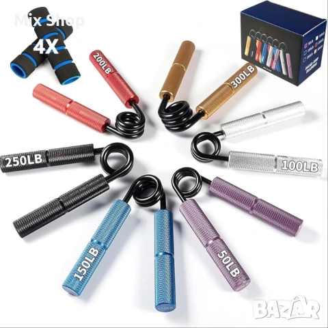 Нов Комплект за трениране на сила на захвата, 50-300 LB ( 6 броя)