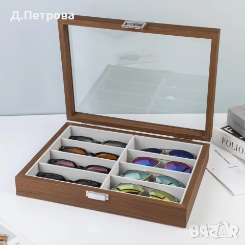 Дървена кутия за очила BAOJULONG – за 8 броя, снимка 2 - Органайзери - 53745321