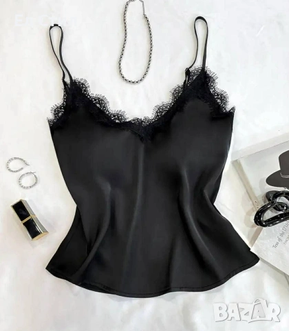 🌹Сатенен топ с дантела. С/М,Л/ХЛ.18 евро , снимка 3 - Корсети, бюстиета, топове - 53972916