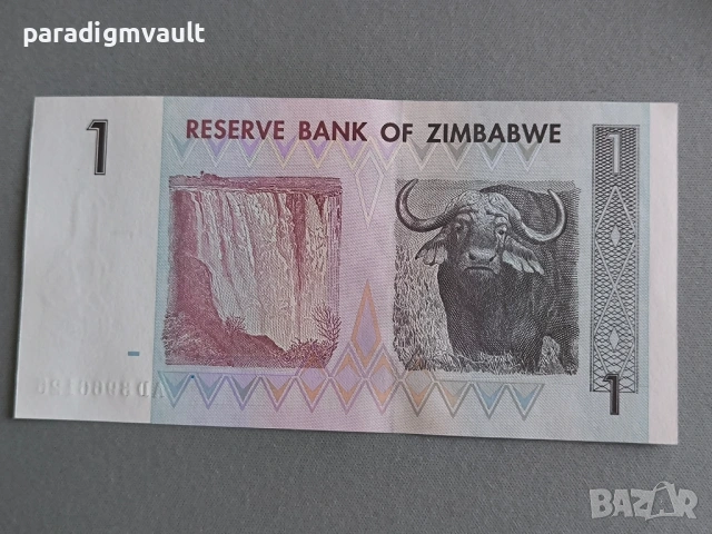 Банкнота - Зимбабве - 1 долар UNC | 2007г., снимка 2 - Нумизматика и бонистика - 53196120