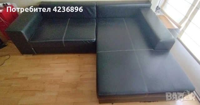 Кожен, ъглов разтегателен диван с лежанка и ракла, снимка 4 - Дивани и мека мебел - 52468043