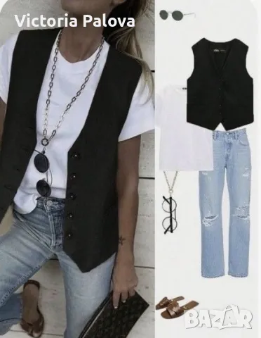 Стилен елек DEERBERG  груб лен plus size 