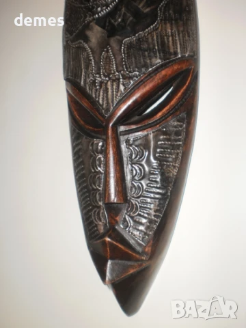 +Африканска маска от абанос и мед-7, голяма+, снимка 8 - Антикварни и старинни предмети - 50887730