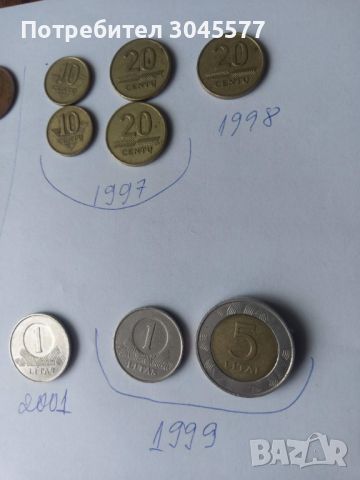 Монети Литва 1991,1997,1998,1999,2001, снимка 2 - Нумизматика и бонистика - 45448642