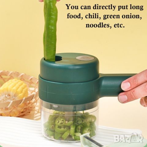 Комплект ръчна електрическа резачка за зеленчуци 4 в 1 Gatling, снимка 6 - Аксесоари за кухня - 46485943