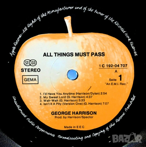 Грамофонни плочи George Harrison ‎– All Things Must Pass 3LP, снимка 3 - Грамофонни плочи - 53936998