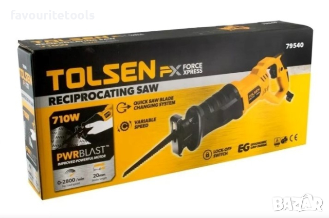 Саблен трион Tolsen 79540, 710W, ход 20mm, включени ножове 2 бр., снимка 2 - Други инструменти - 34526944