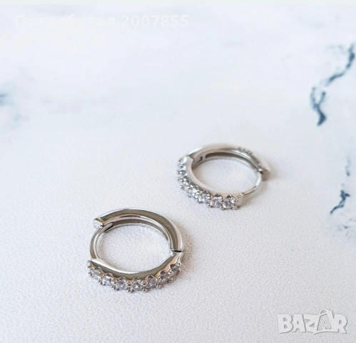 Дамски сребърни обици с кристали , снимка 5 - Обеци - 53790651