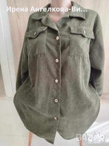 Дамска риза олив кадифе, снимка 4 - Ризи - 54204502