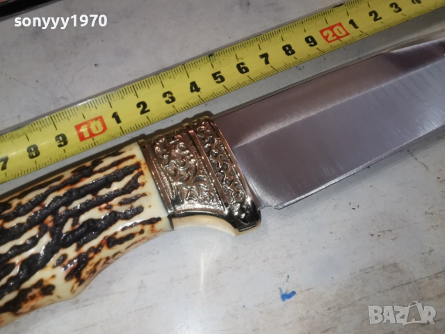 НОЖ-МАСИВЕН,ЗЛАТО И РОГ 2602261818, снимка 16 - Ножове - 53636693