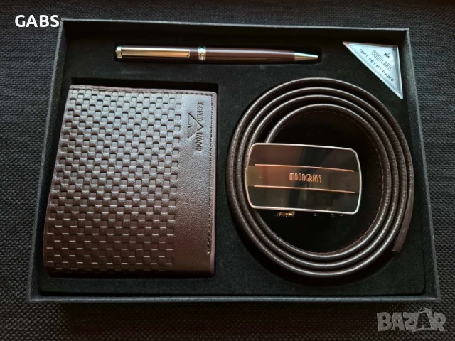 Подаръчен комплект колан,портмоне и химикал Moon Grass 2 цвята, снимка 8 - Подаръци за мъже - 50668175