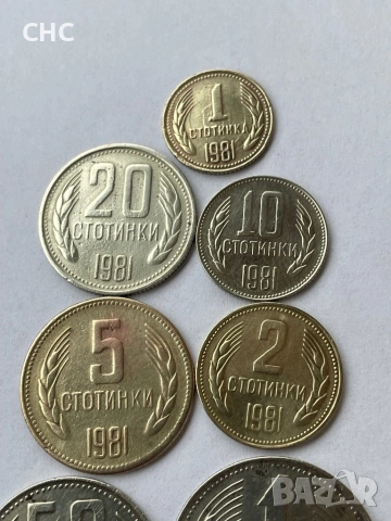 Монети 1981 година. 1, 2, 5, 10, 20, 50 стотинки и 1 лев 1981 г., снимка 5 - Нумизматика и бонистика - 53143460