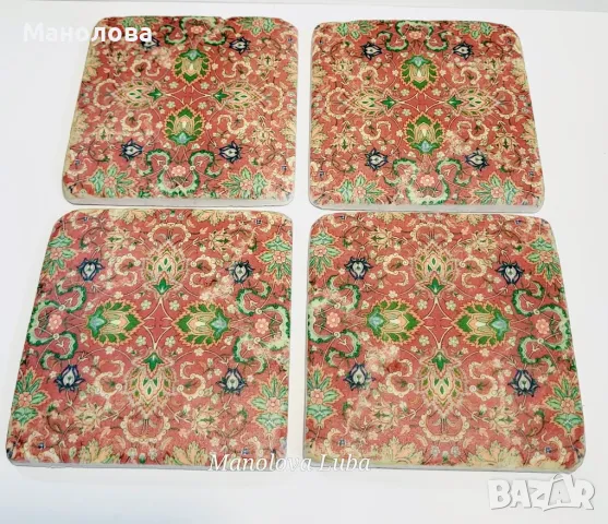 Комплект от четири керамични подложки в стил Shabby Chic Liberty Print с коркова задна част., снимка 3 - Аксесоари за кухня - 47886725